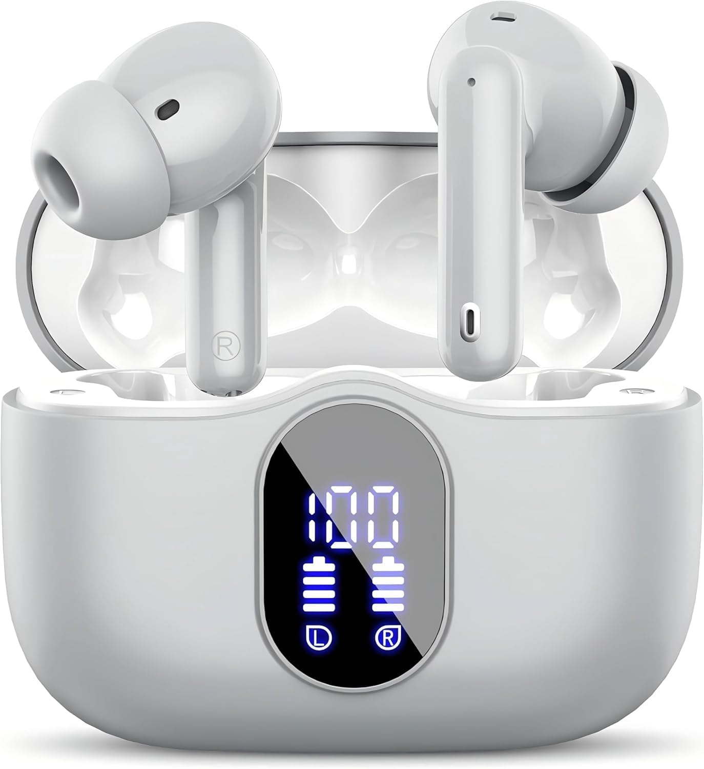 Detalle de Btootos Wireless Earbuds with Bluetooth 5.3, IP7 Waterproof, 36H Playtime, LED Display