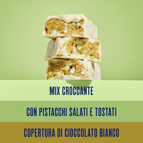 Detalle de Enervit Protein Snack Pistacchio e Cioccolato Bianco – Barrette proteiche senza glutine, 8 x 27 g