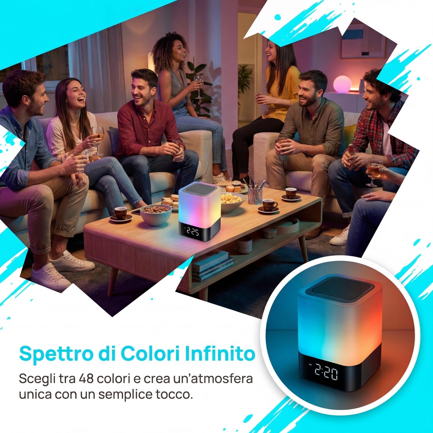 Detalle 2 de Gallstep Night Lights Bluetooth Speaker with Alarm Clock, MP3 Playback & Touch Sensor Lamp