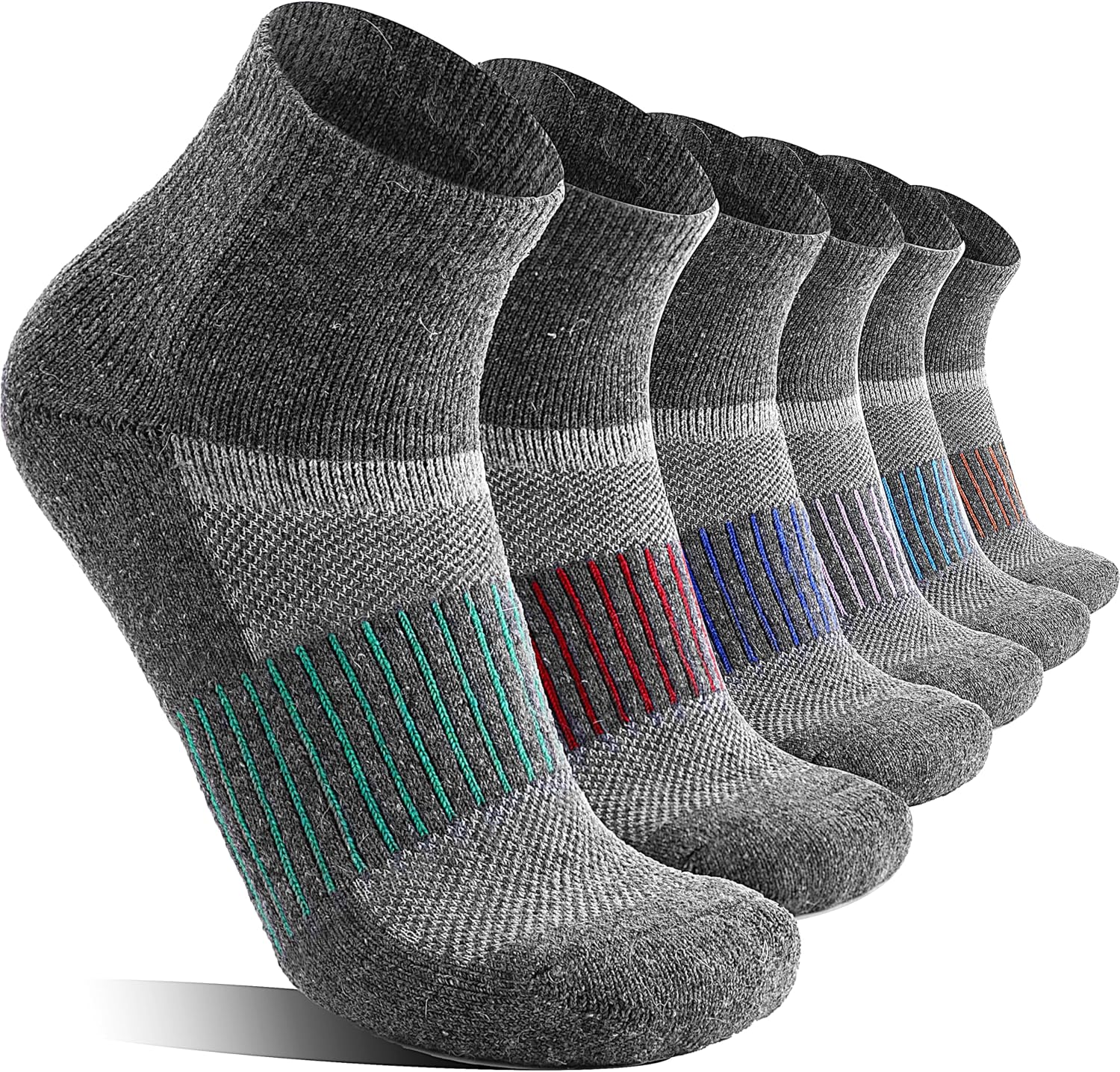 Detalle de MOSEY KOSY Merino Kurz Viertellänge Wandersocken 6 Paar