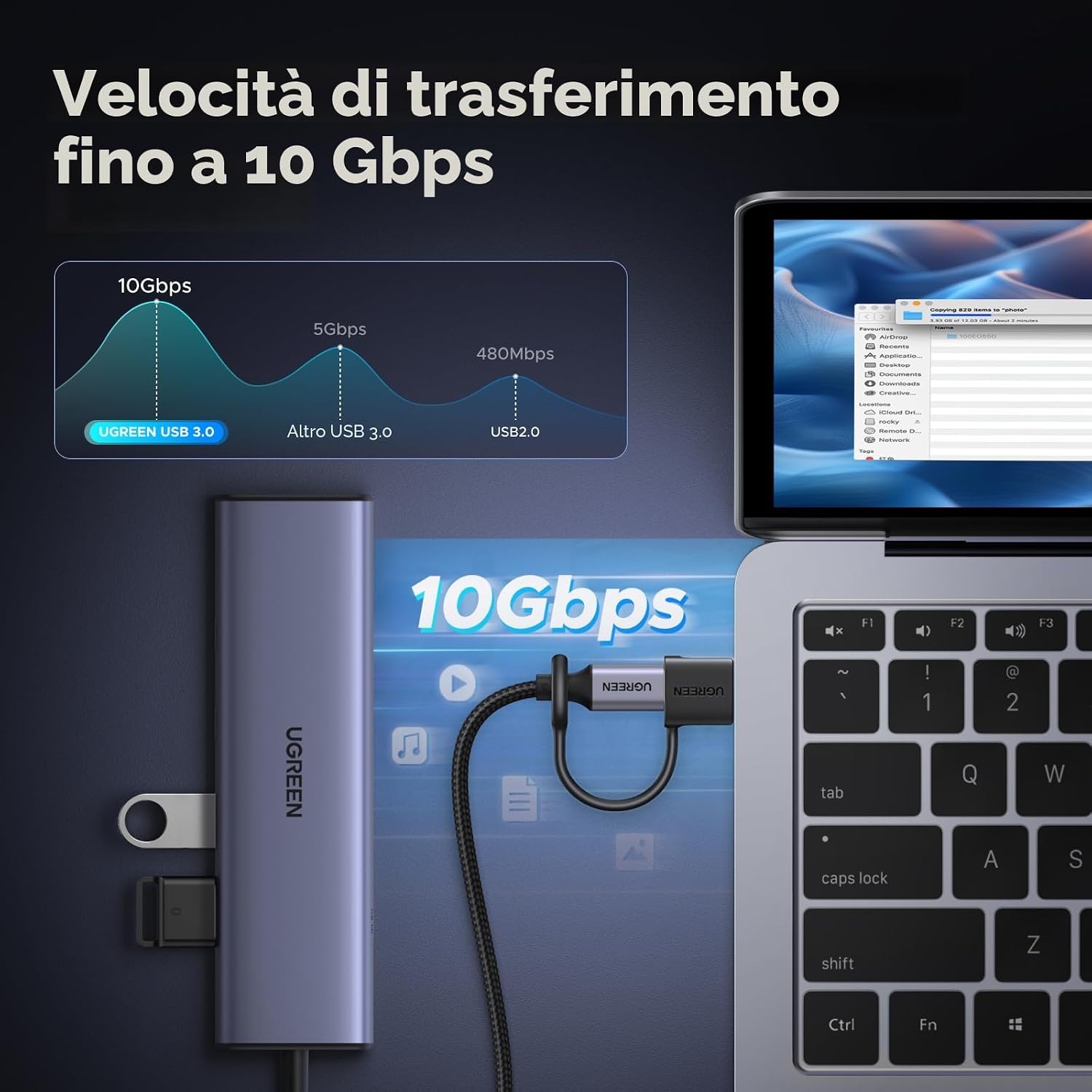 Thumbnail 1 de UGREEN Adattatore USB-C 10 Gbps 2 pezzi
