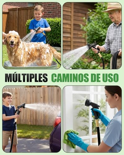 Detalle de Manguera Flexible Hingue 15 m Negro — Extensible, 3 capas de látex y boquilla 10 modos