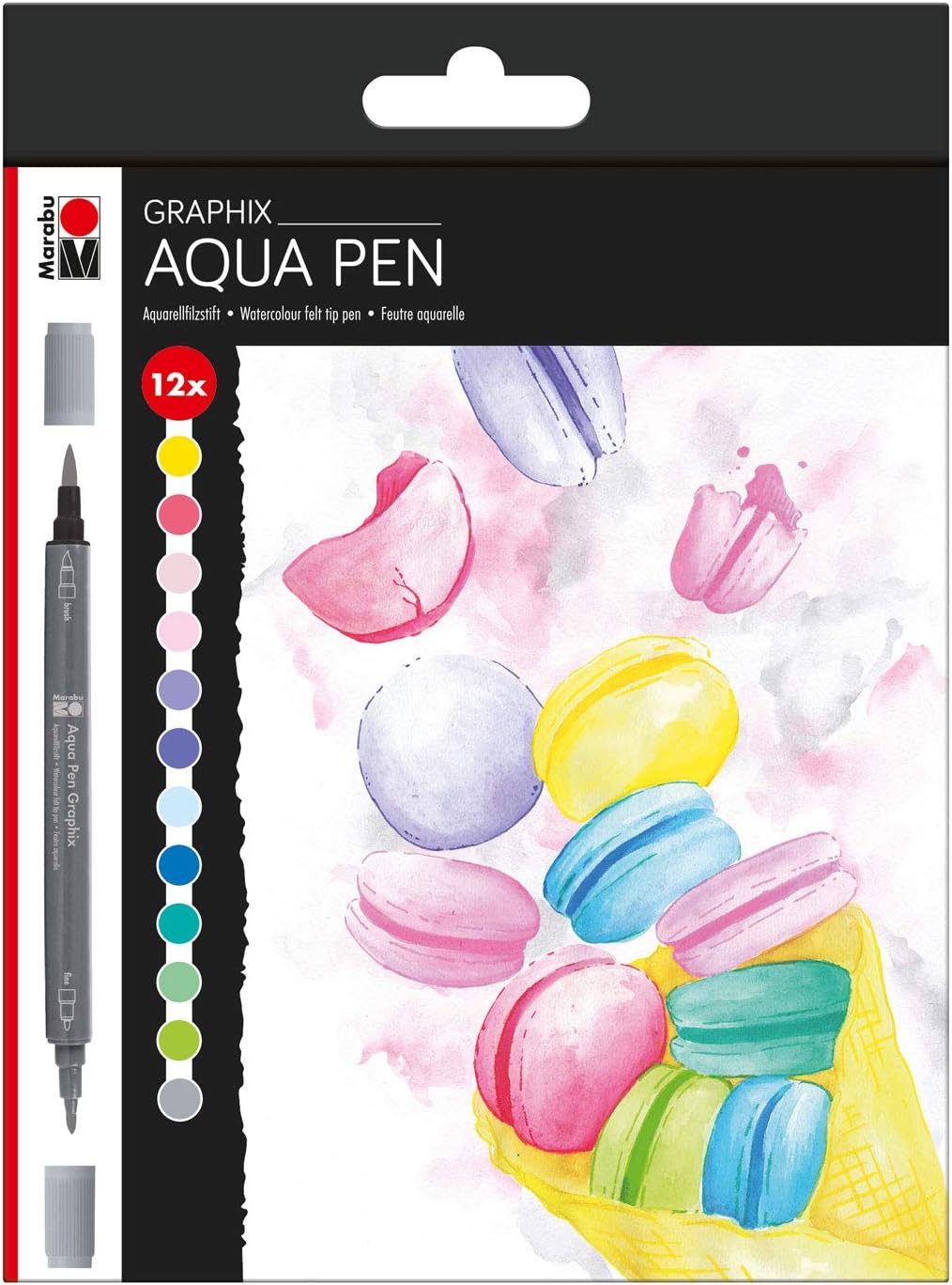 Thumbnail 2 de Marabu Aqua Pen Graphix – 6 Aquarellfilzstifte mit Doppelspitze für Kontur & Pinseltechnik
