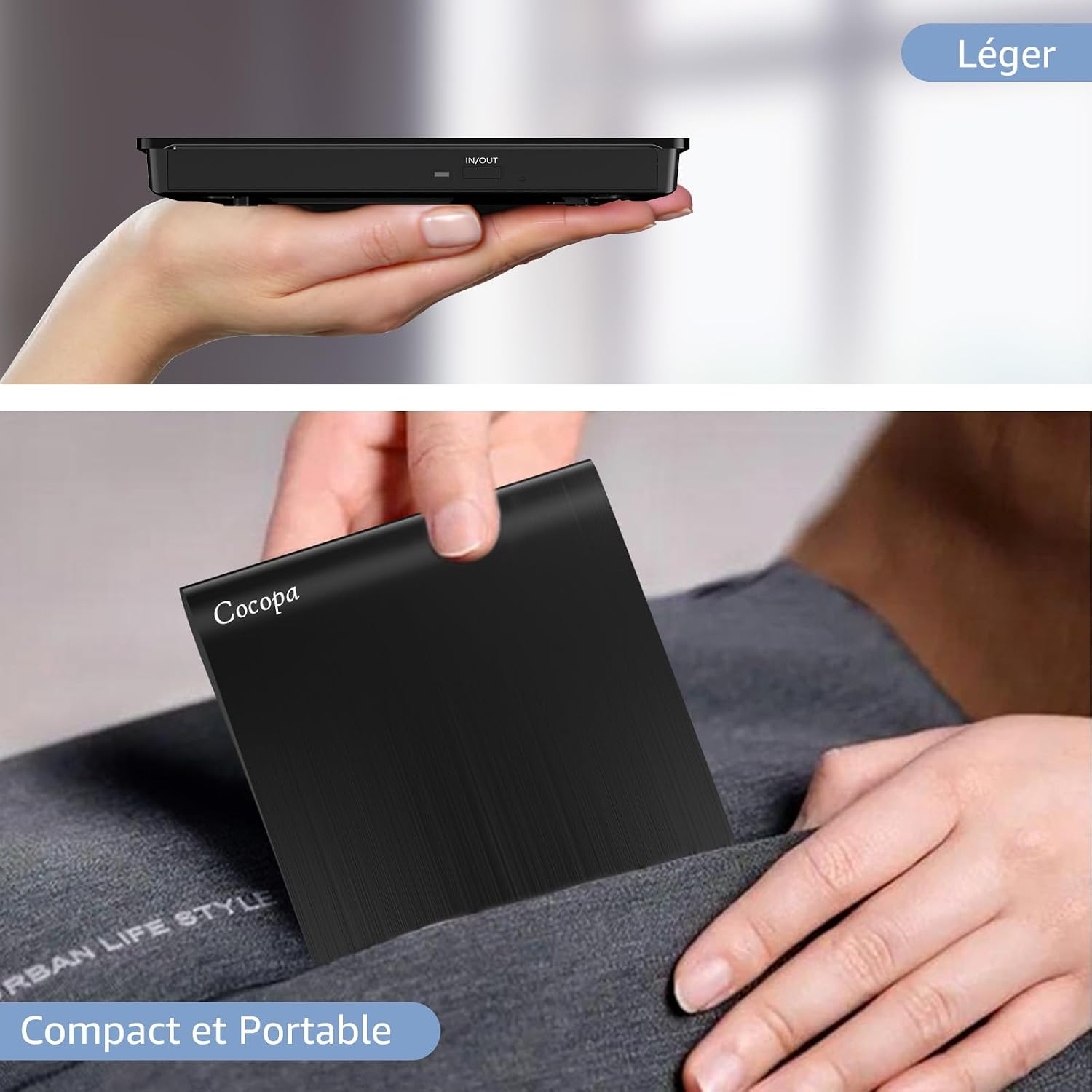 Thumbnail 6 de Cocopa Lecteur CD/DVD Externe USB 3.0 pour PC et Mac – Graveur/Enregistreur Portable mince