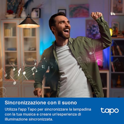 Detalle 2 de Tapo L430P Lampadina Smart P45 Multicolore 2500-6500K: controllo vocale, colori e automazioni