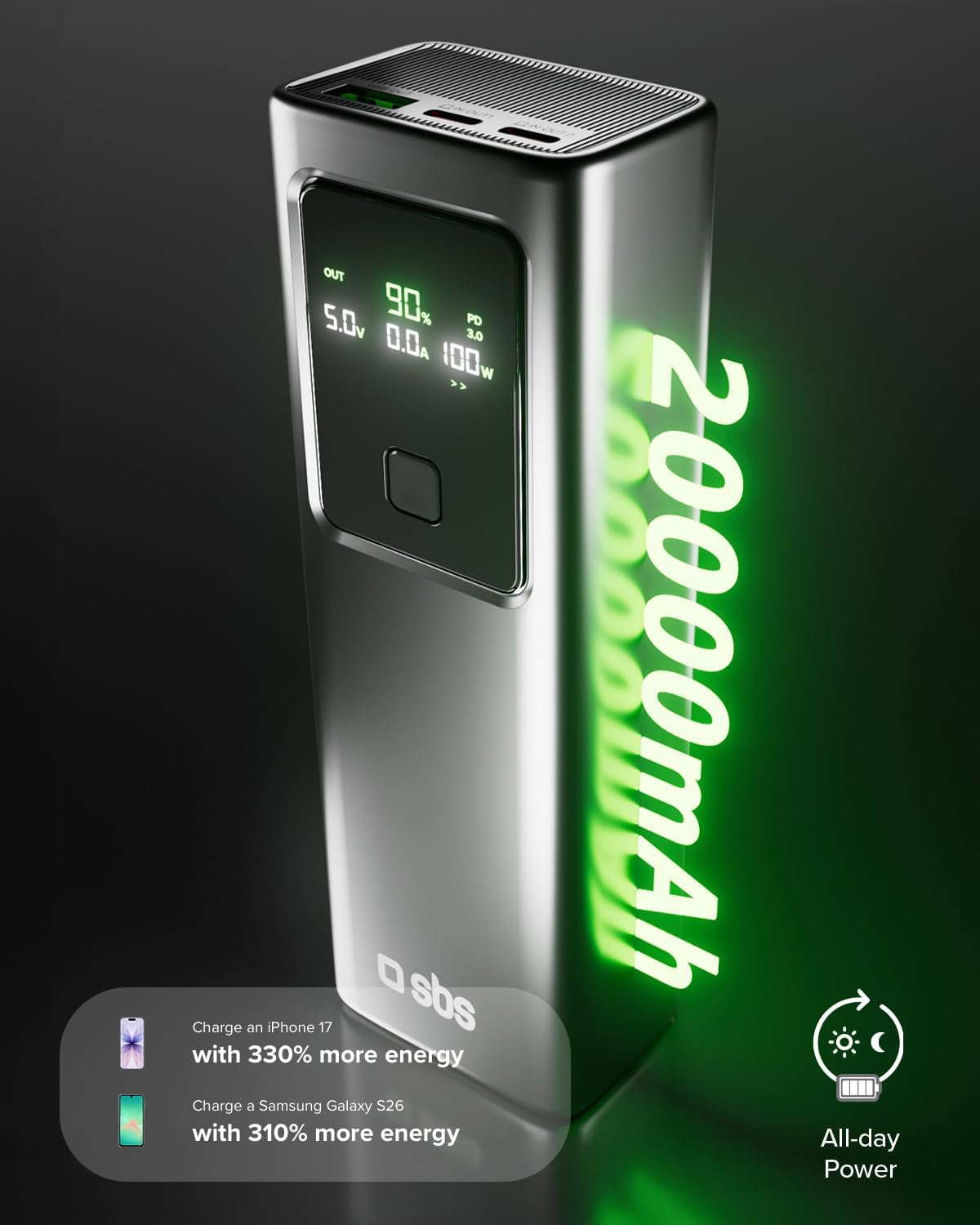 Detalle de SBS PowerBank LCD 100W