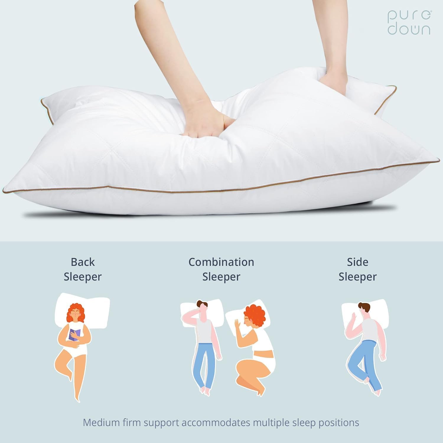 Thumbnail 4 de puredown Goose Feather and Down King Pillows, Cotton Cover, Pack of 2
