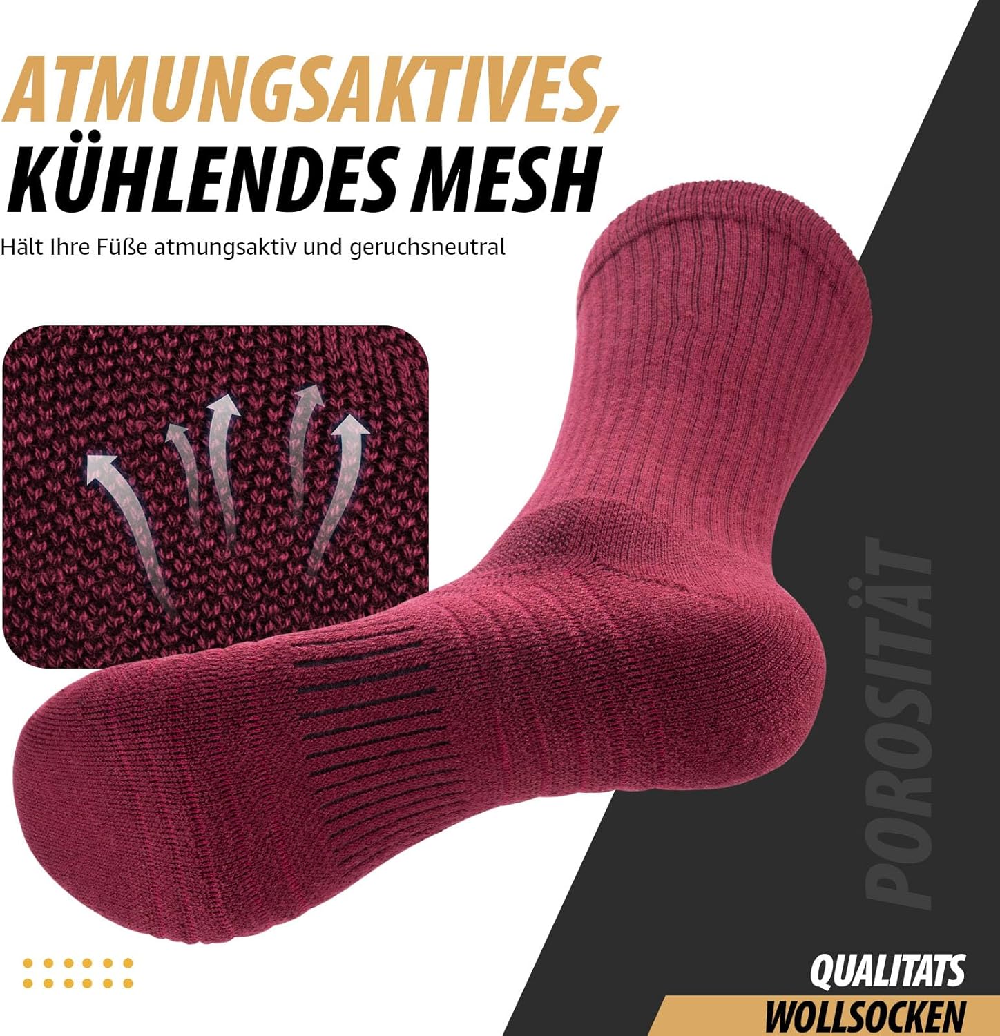 Thumbnail 2 de Ruixue Merino Wandersocken – Merinowolle Trekking-Socken für Herren, Damen & Kinder (3 Paar)
