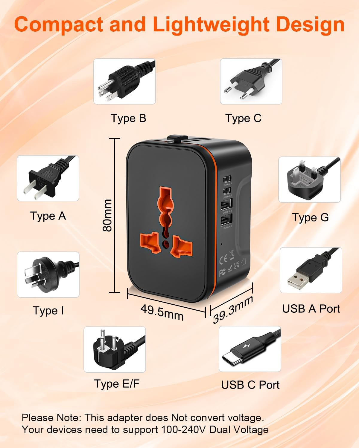 Detalle de Universal Travel Adapter with 2 USB‑C 1920W