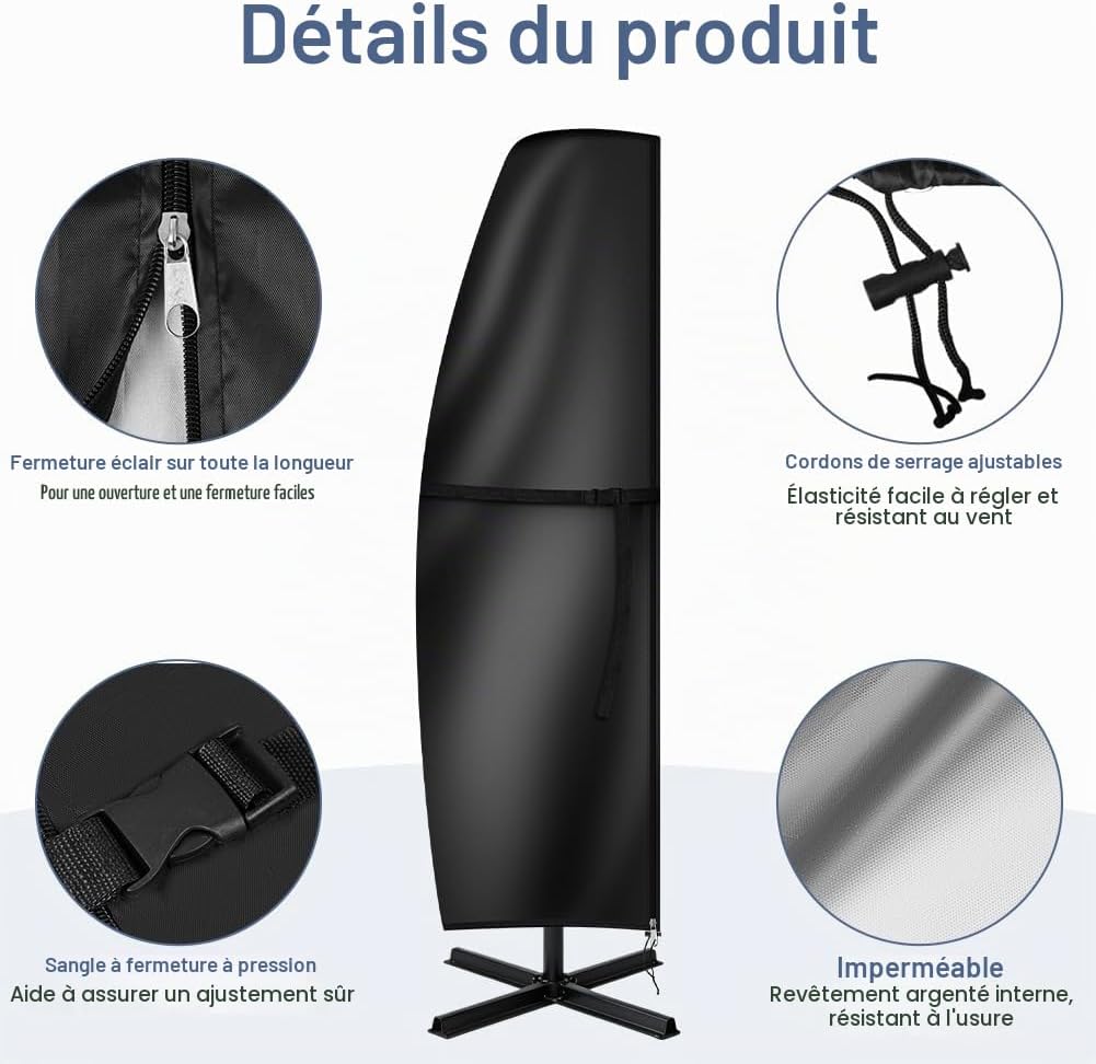 Detalle 2 de AOOWU 5499834 hoes voor zweefparasol Ø 300 cm, waterdicht en UV-bestendig