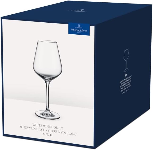 Detalle de Villeroy & Boch La Divina Weißweinkelch-Set 4-teilig – Kristallglas, spülmaschinenfest, 380 ml