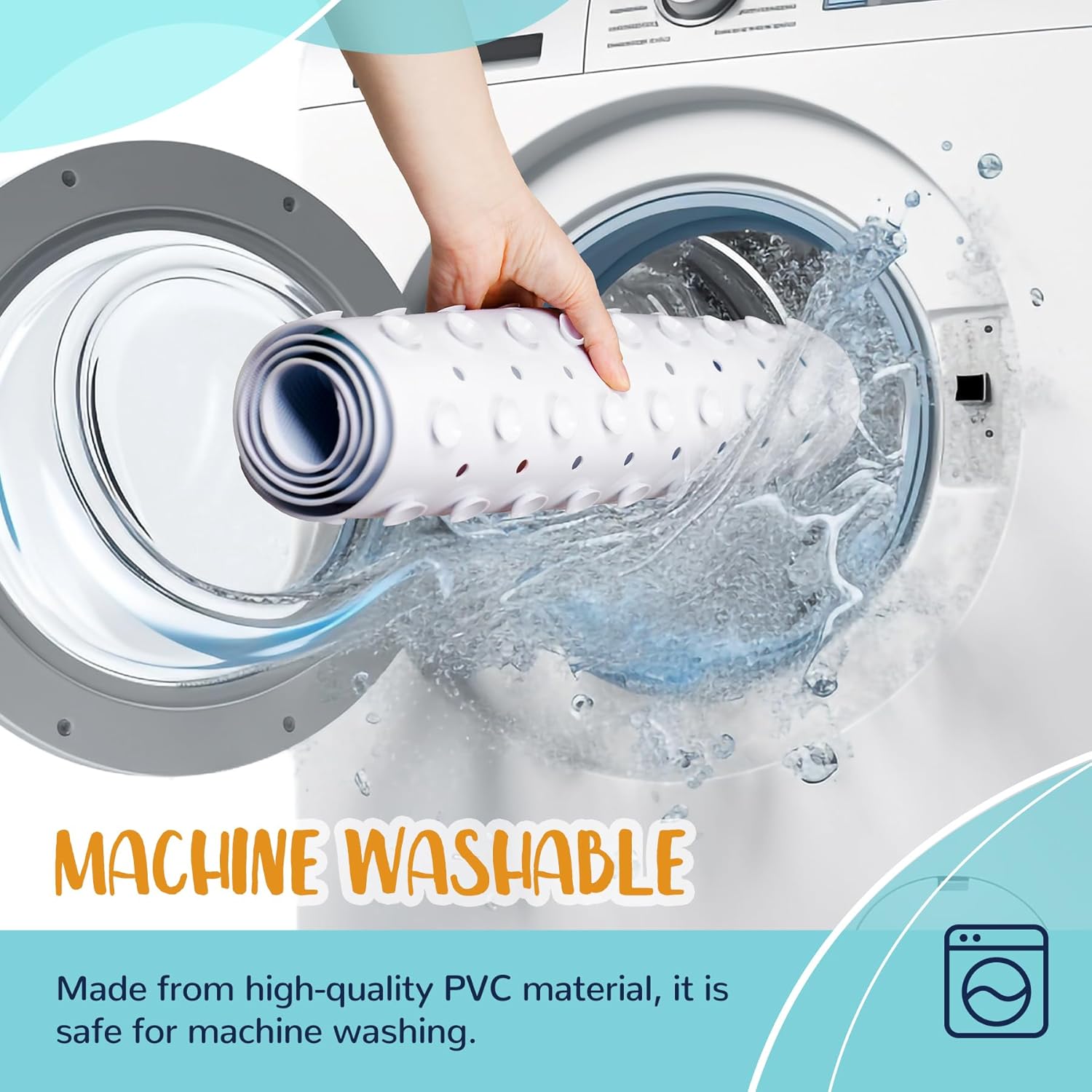 Thumbnail 5 de NiBaby Mermaid Non-Slip Bath Mat (102x41cm) with Suction Cups