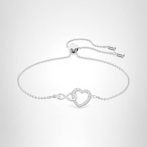 Detalle de Swarovski Braccialetto Infinity, Cuore e Infinito – Bianco, Rodio Placcato