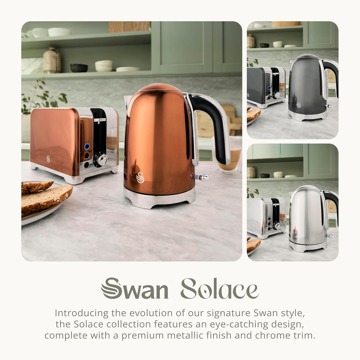 Thumbnail 4 de Swan Solace Cordless Kettle SK19026COP: Premium Copper with Chrome Trim, 1.7 L, 3000W