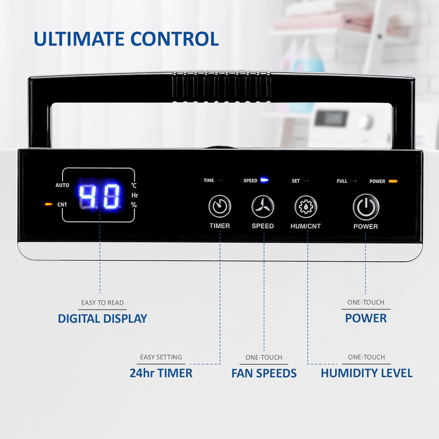 Thumbnail 6 de NETTA 12L/day Low Energy Dehumidifier with Digital Control, Continuous Drain & Auto Restart