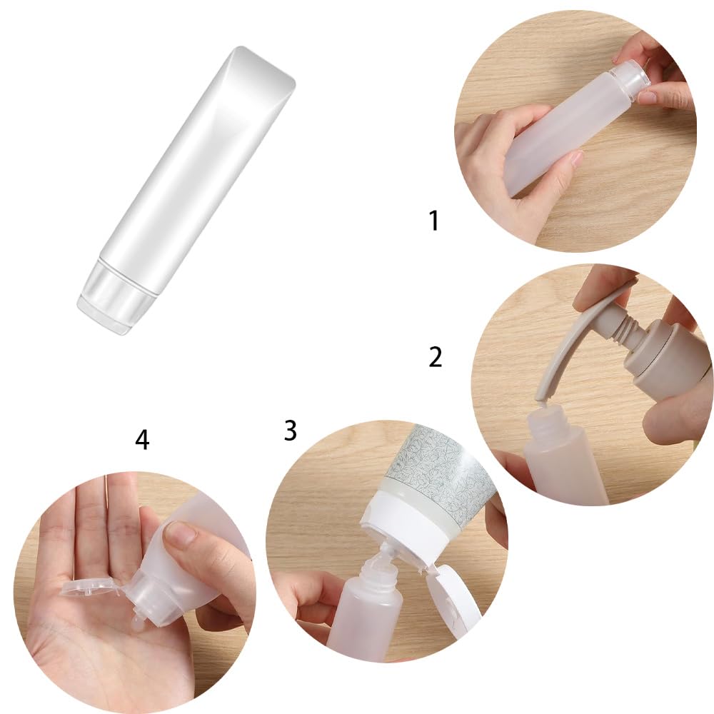 Detalle 2 de 6‑teiliges Reiseflaschen-Set aus transparentem Kunststoff (50 ml/30 ml) – nachfüllbar & auslaufsicher