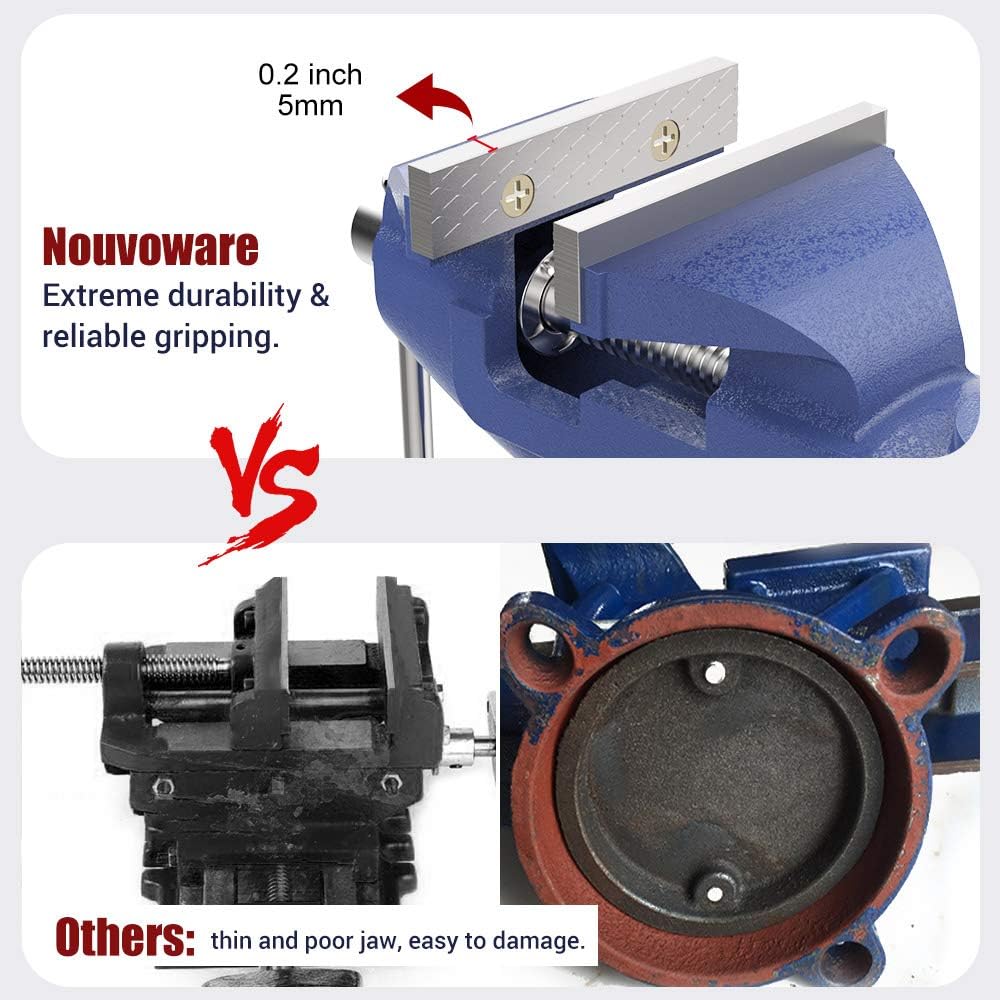 Detalle 2 de Nuovoware 3-Inch Table Vise with 360° Swivel Base, Cast Iron