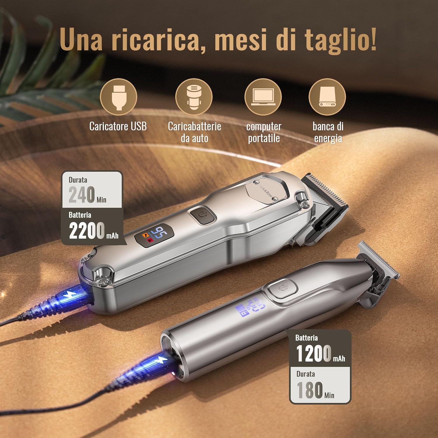 Detalle de Jack & Rose Tagliacapelli uomo professionale con lama a T (T-blade) – set regolabarba e rifinitura IPX7