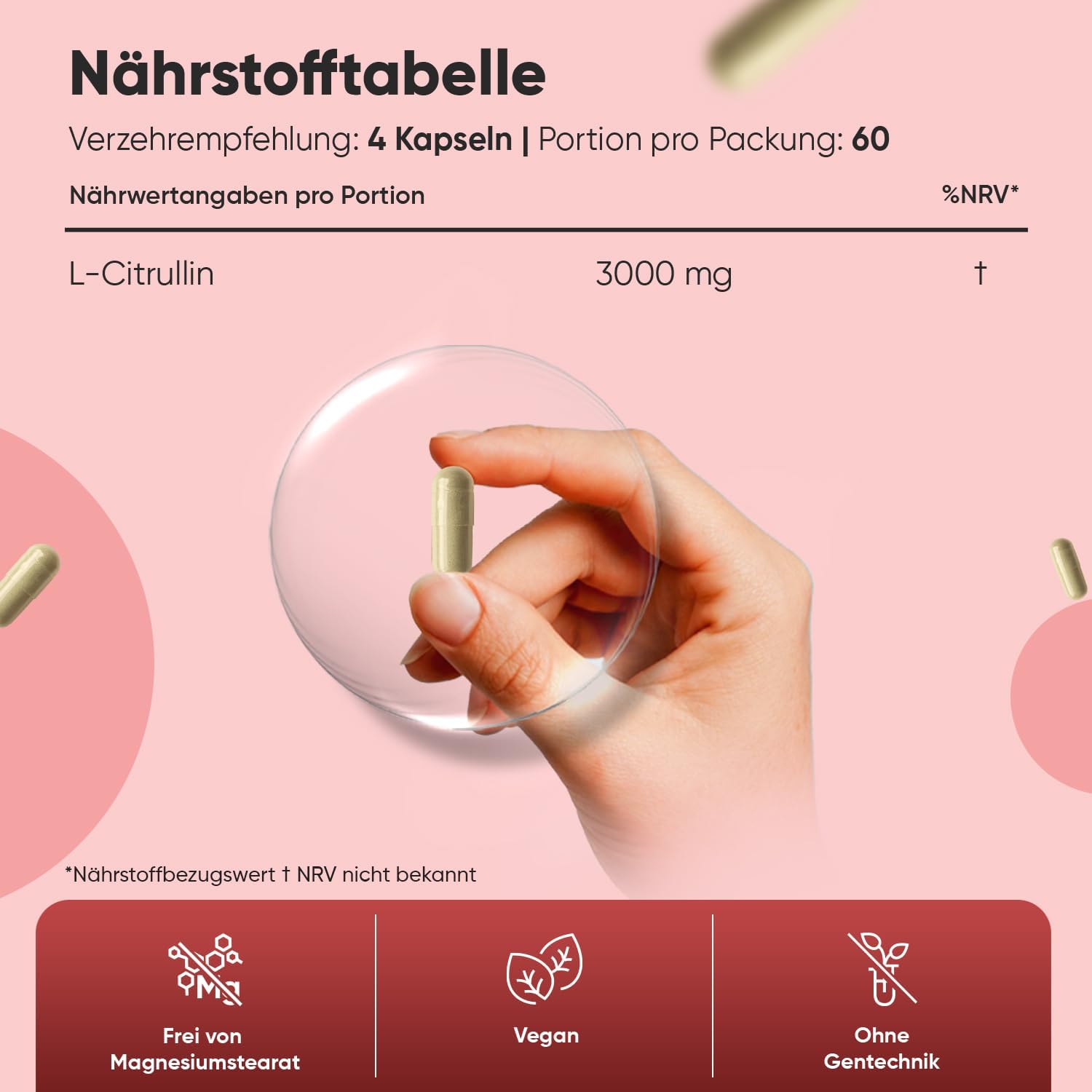 Thumbnail 2 de L-Citrullin 3000 mg pro Portion – vegane Citrulline Kapseln (240 Stück) von WeightWorld