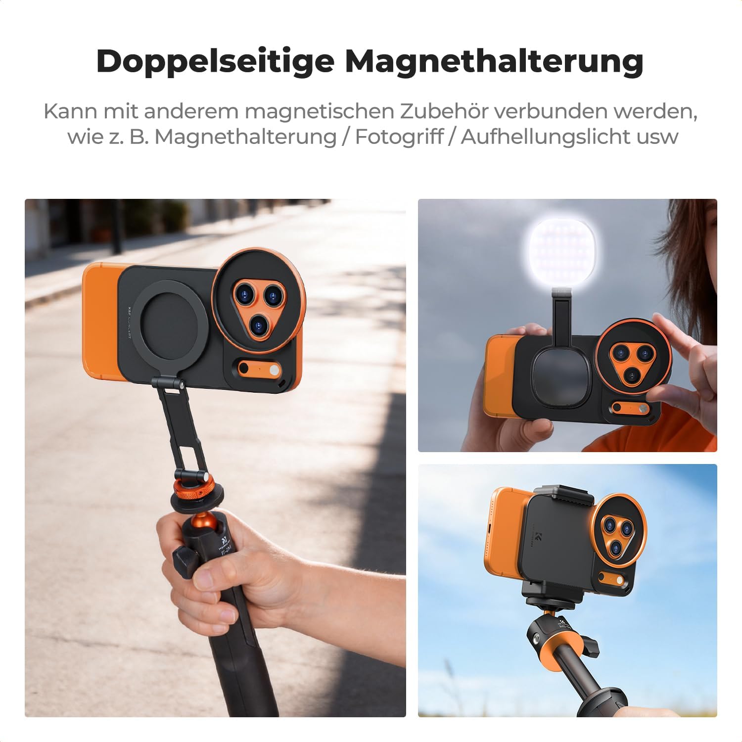 Detalle 2 de K&F CONCEPT Doppelseitiger magnetischer Filterclip für iPhone 17 Pro – kompatibel mit 58-mm Gewinde Filtern