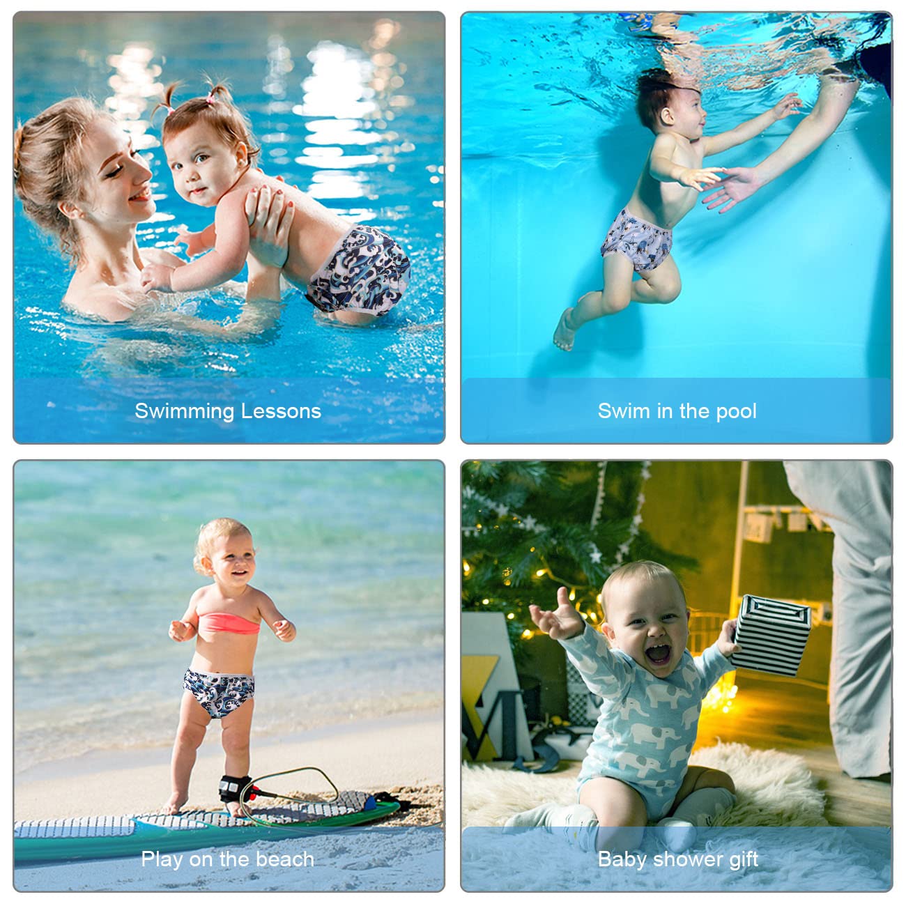 Thumbnail 5 de Vicloon Baby Schwimmhose (2-teilig) als wiederverwendbare Schwimmwindel – verstellbar, waschbar, Piratenschiff/Wellen