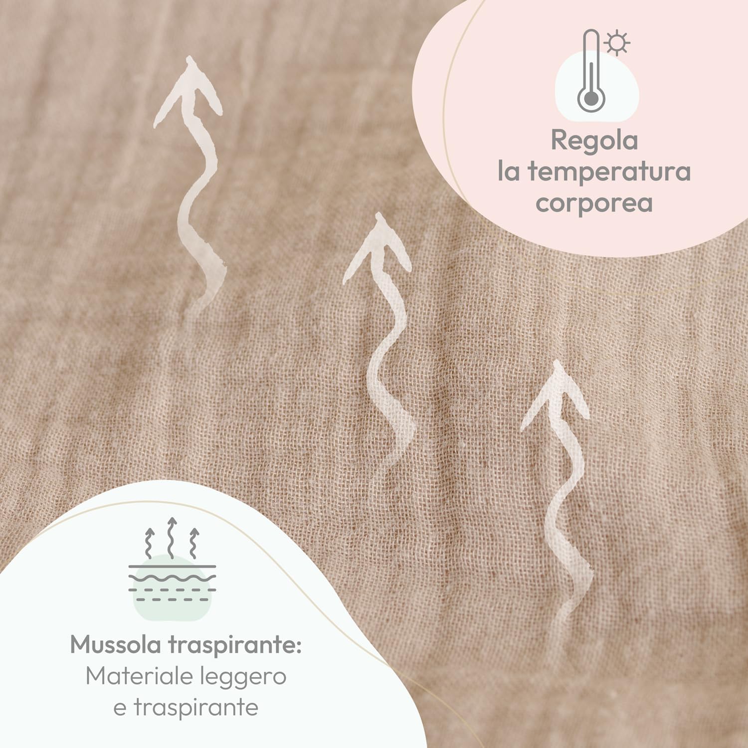 Thumbnail 3 de Laleni biancheria da letto in cotone mussola 80 x 80 cm con certificazione Oeko-TEX