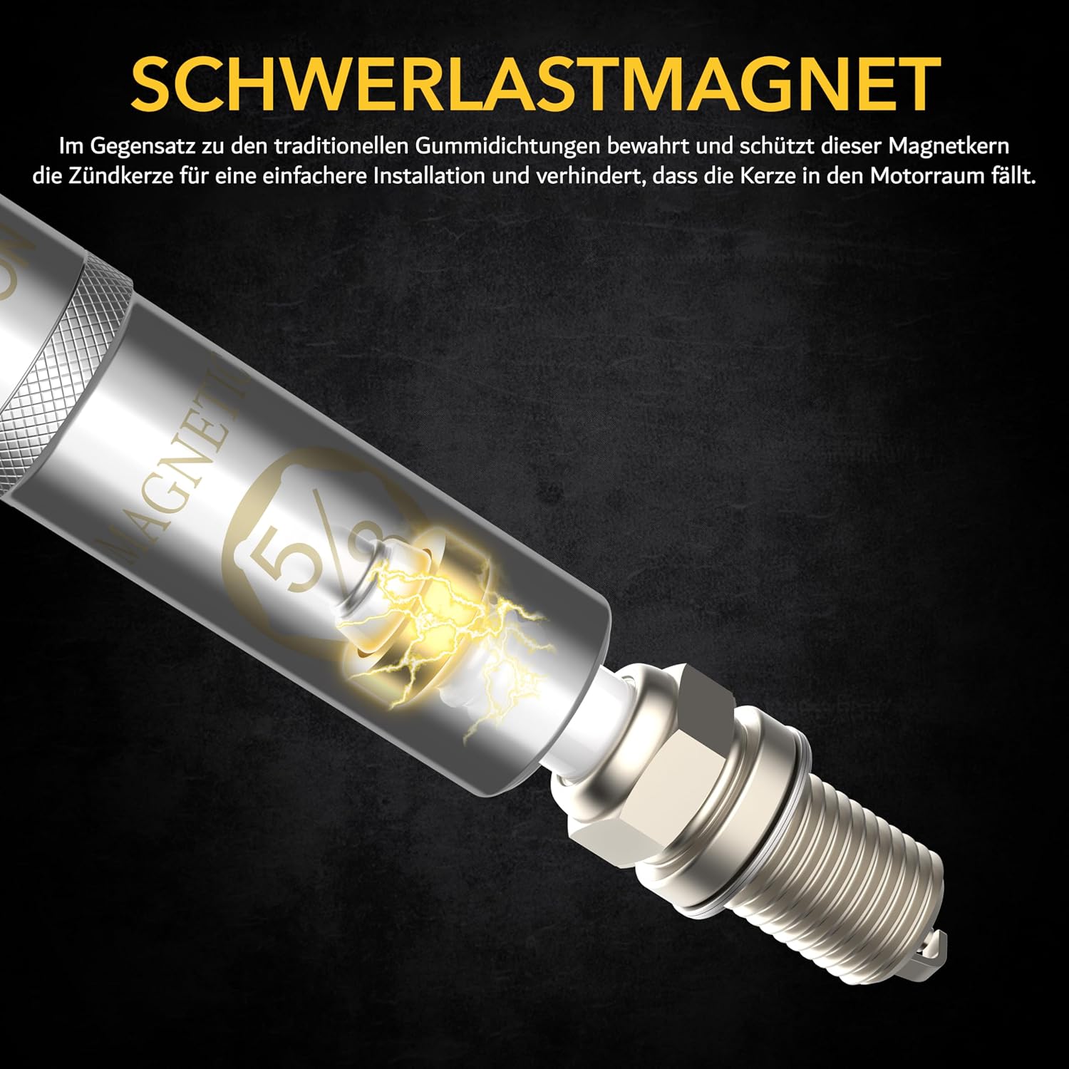 Detalle de LEXIVON Zündkerzenschlüssel LX-121 für 16 mm Zündkerzen, schwenkbar & magnetisch (15 cm Länge)