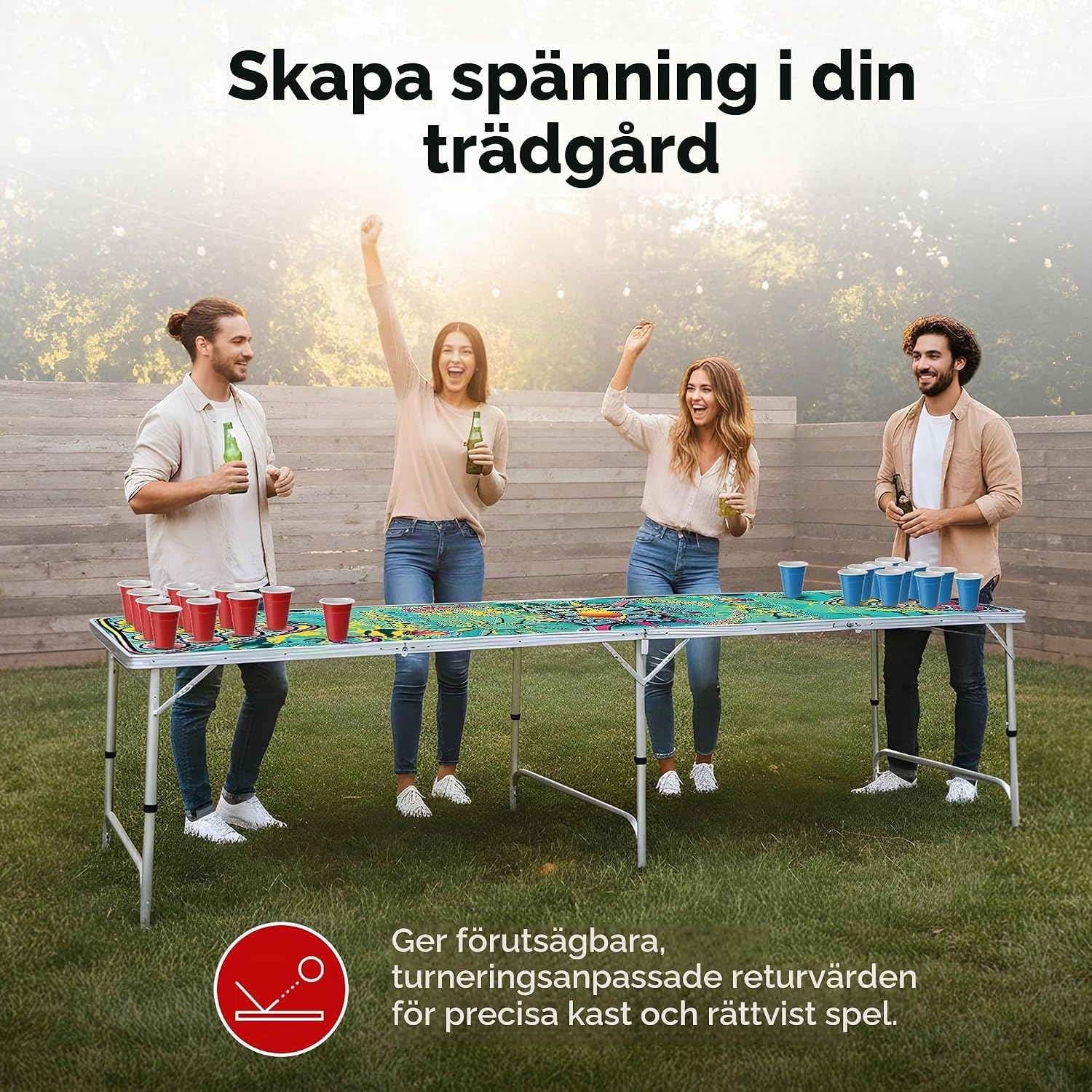 Detalle 2 de GOODS+GADGETS hopfällbart beer pong-bord med justerbar höjd, graffiti