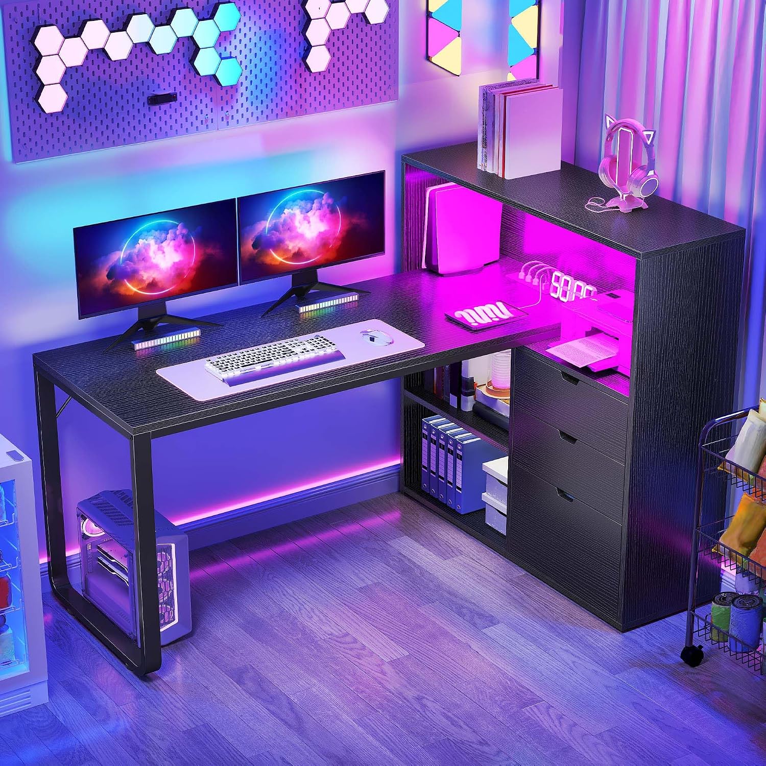 Detalle 2 de DWVO L-shaped computer desk, 55-inch