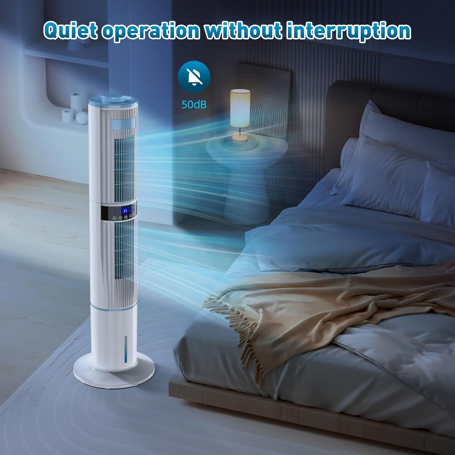 Detalle 2 de Klimaanlage Mobil 115 cm Turmventilator mit Doppel-Lüftungsöffnungen, 65 W, fernsteuerbar
