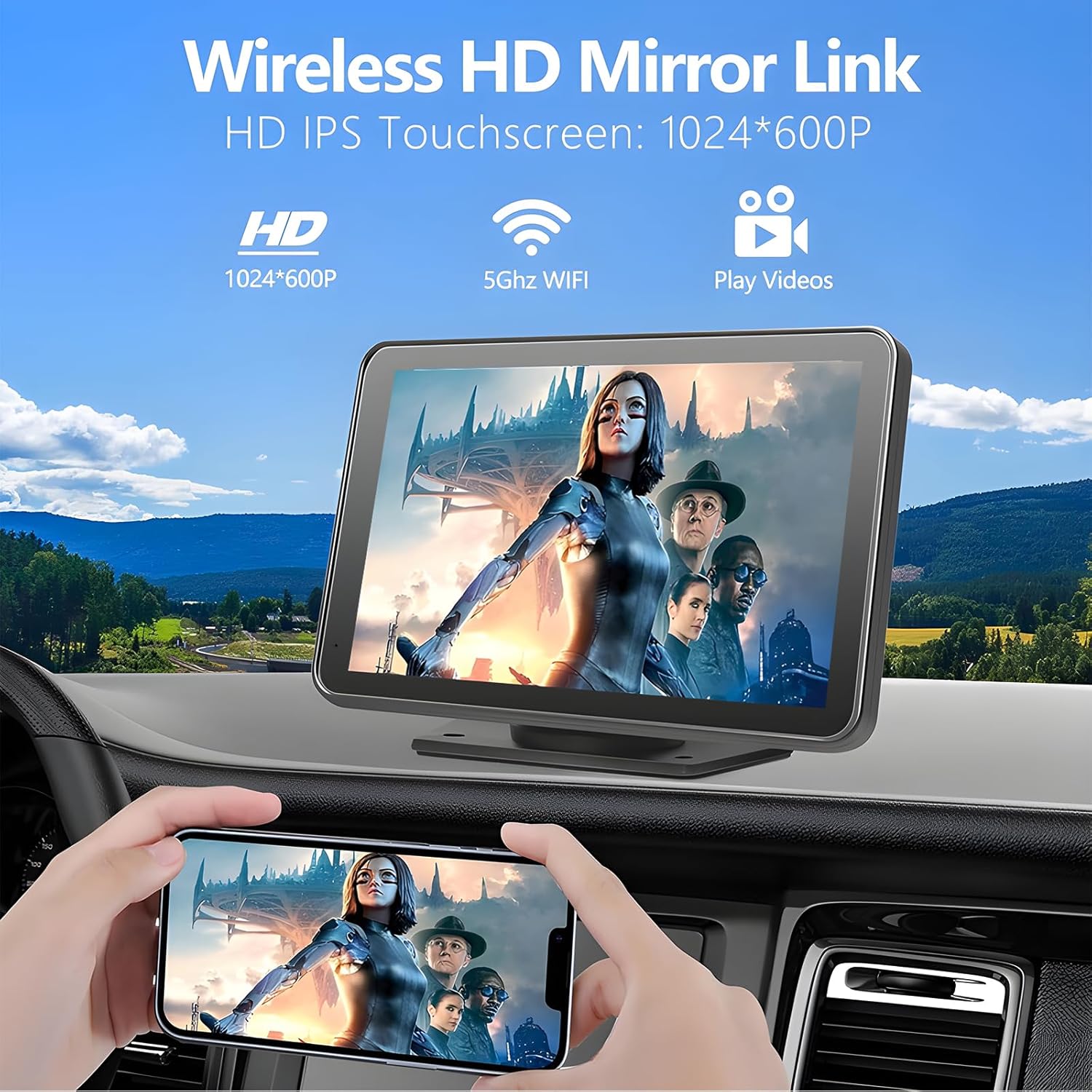Thumbnail 3 de Portable 7-Inch Wireless CarPlay Screen with Bluetooth, GPS, and Backup Camera