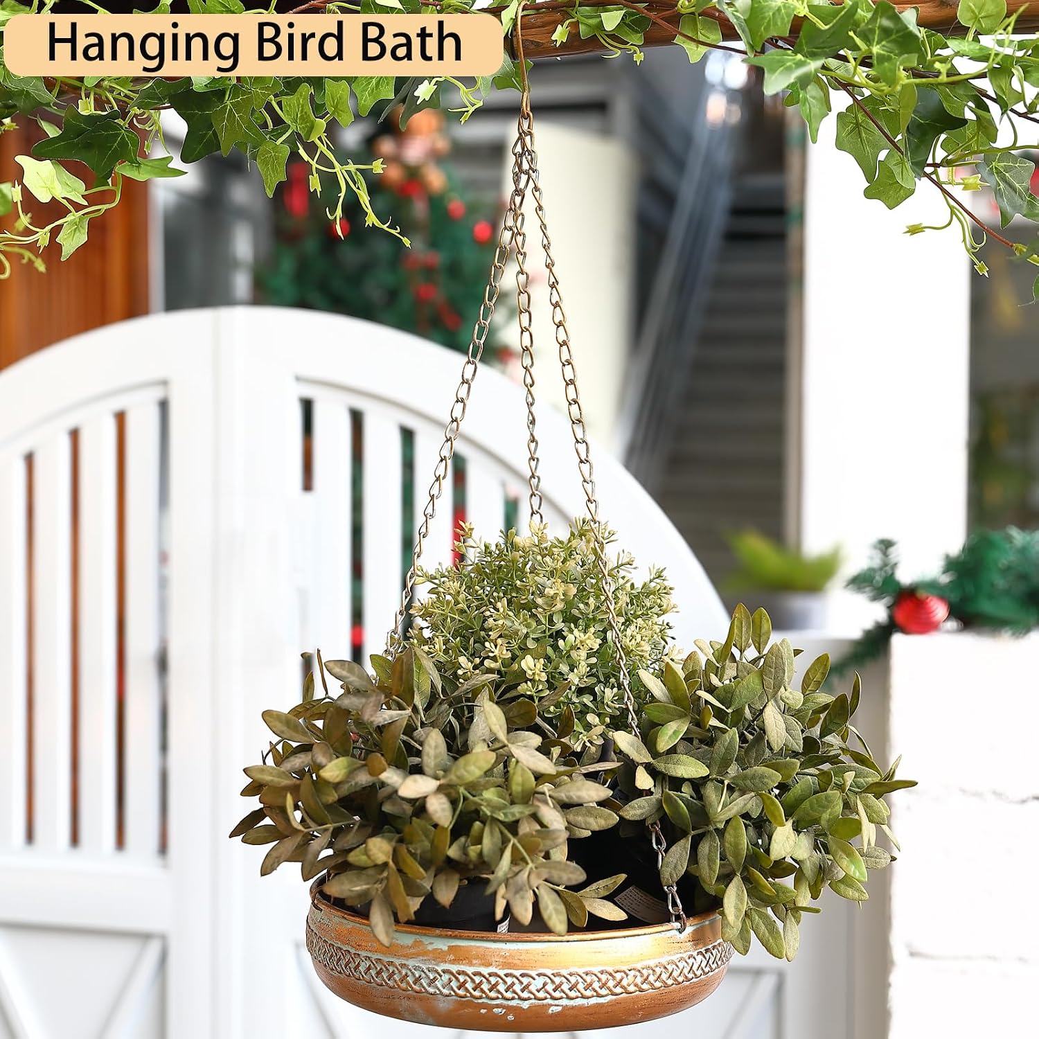 Detalle 2 de Hanging Bird Bath, 10-Inch Iron