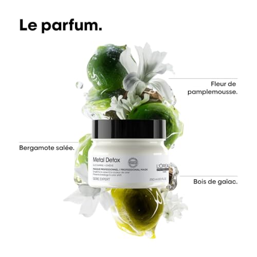 Detalle de L’Oréal Professionnel Metal Detox Masque Anti-Casse 250 ml – Cheveux Secs et Abîmés