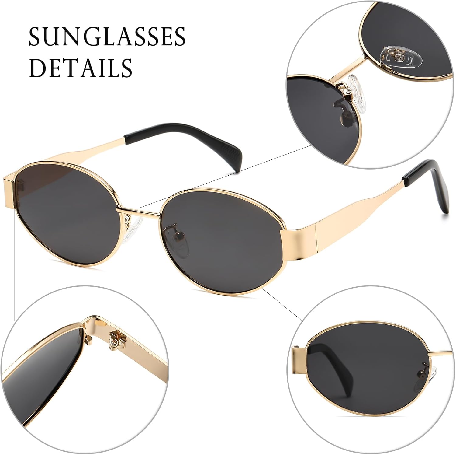 Thumbnail 4 de D Lolylad Damen-Sonnenbrille im Retro-Oval-Design mit UV-Schutz (UV400) und polarisierenden Gläsern