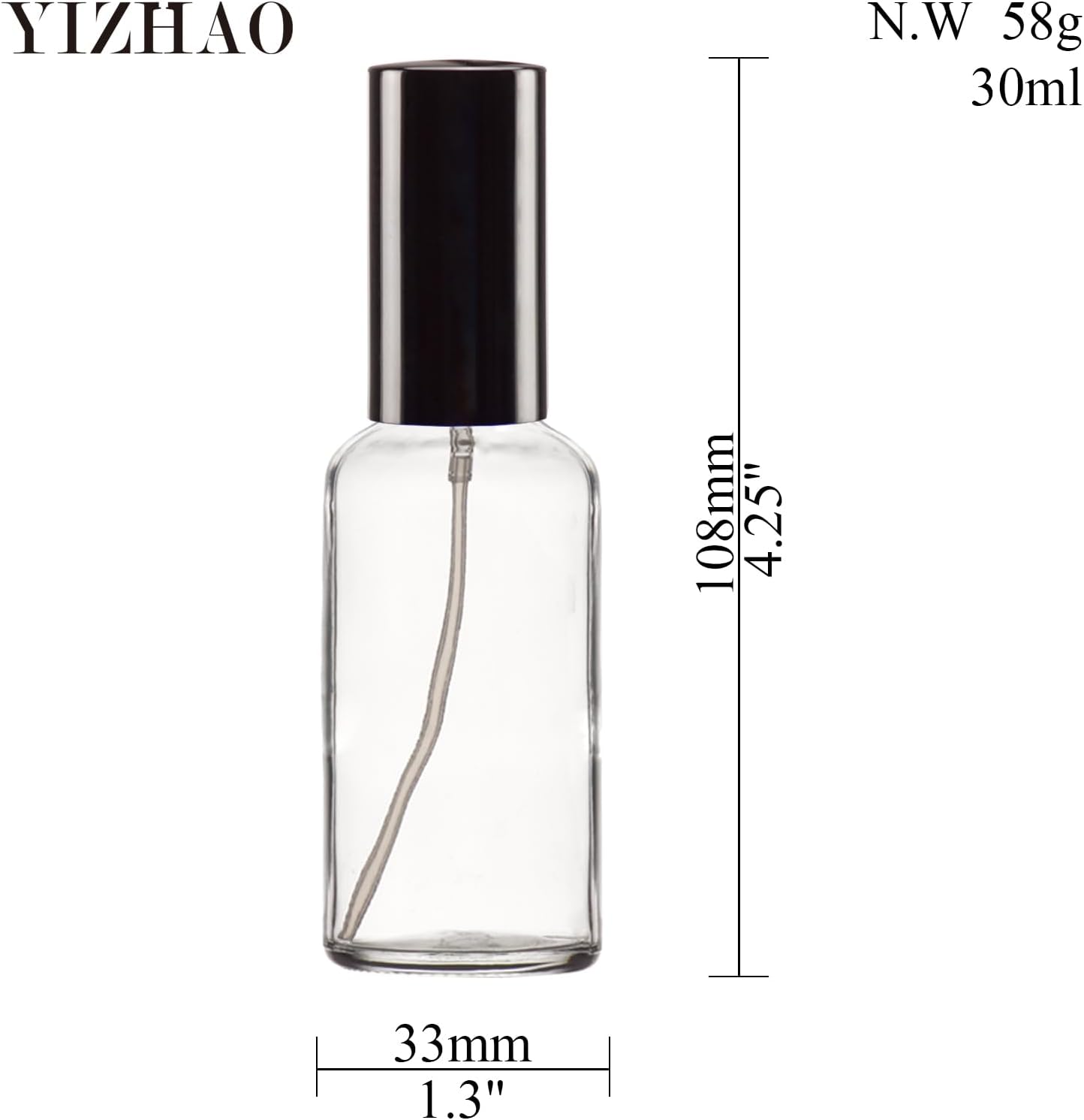 Detalle de YIZHAO lot de 12 flacons spray vides en verre 30 ml (brouillard fin, DIN 18, sans BPA)