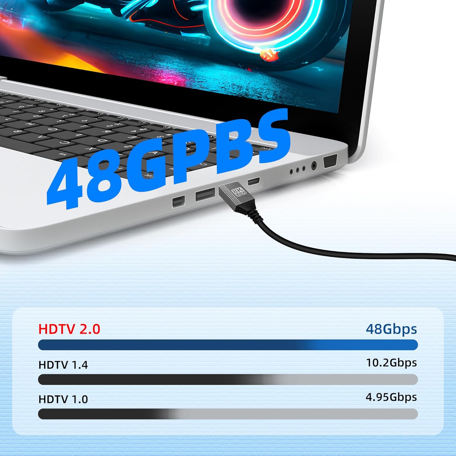 Thumbnail 4 de RIIEYOCA 8K Micro HDMI to HDMI Adapter Cable (90° up-angle, 1m) for 4K@120Hz and 8K@60Hz