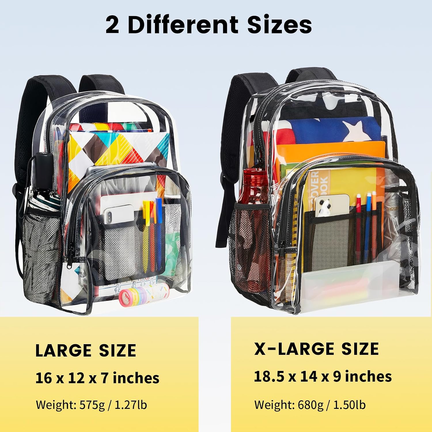 Thumbnail 1 de Vorspack Clear Backpack Heavy Duty PVC Transparent Backpack (Extra Large, Black)
