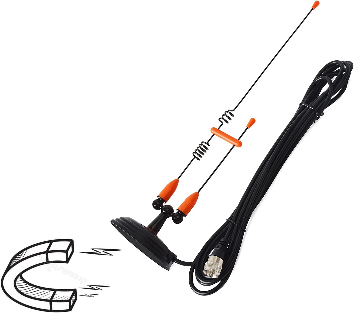 Detalle de TWAYRDIO TW-MS10-CA Magnetic Mount Dual-Band VHF/UHF Vehicle Antenna, 4m Cable