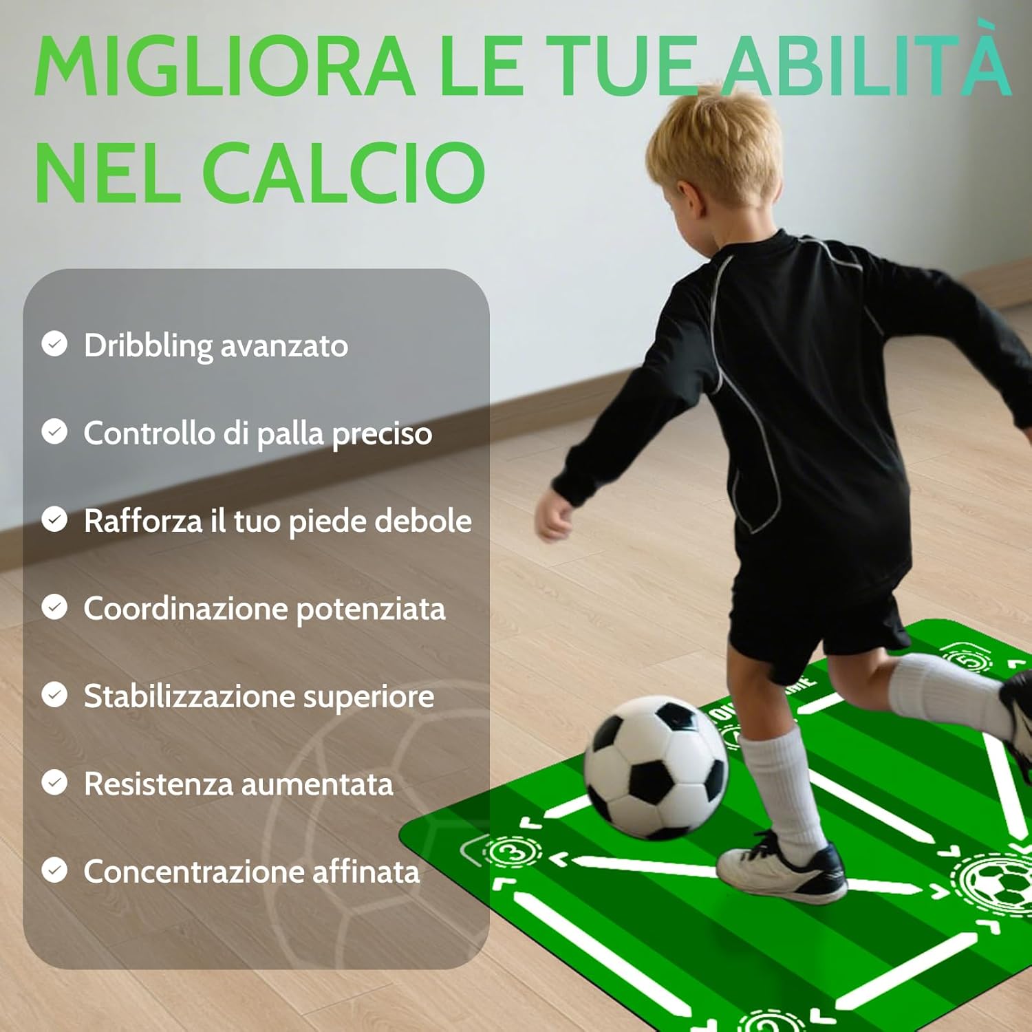 Detalle de Tappeto Calcio Allenamento con Soccer Bungee Trainer – set completo 90×60 cm per agilità e tecnica