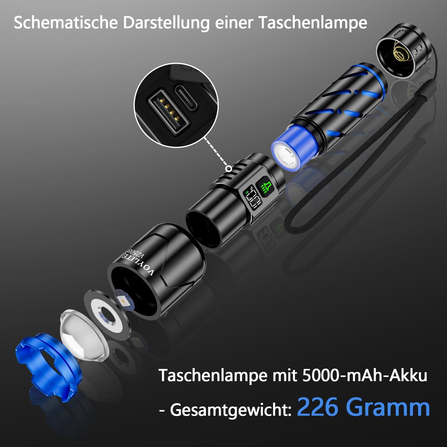 Thumbnail 6 de Voylite Taschenlampe LED Ladbar 500000 Lumen