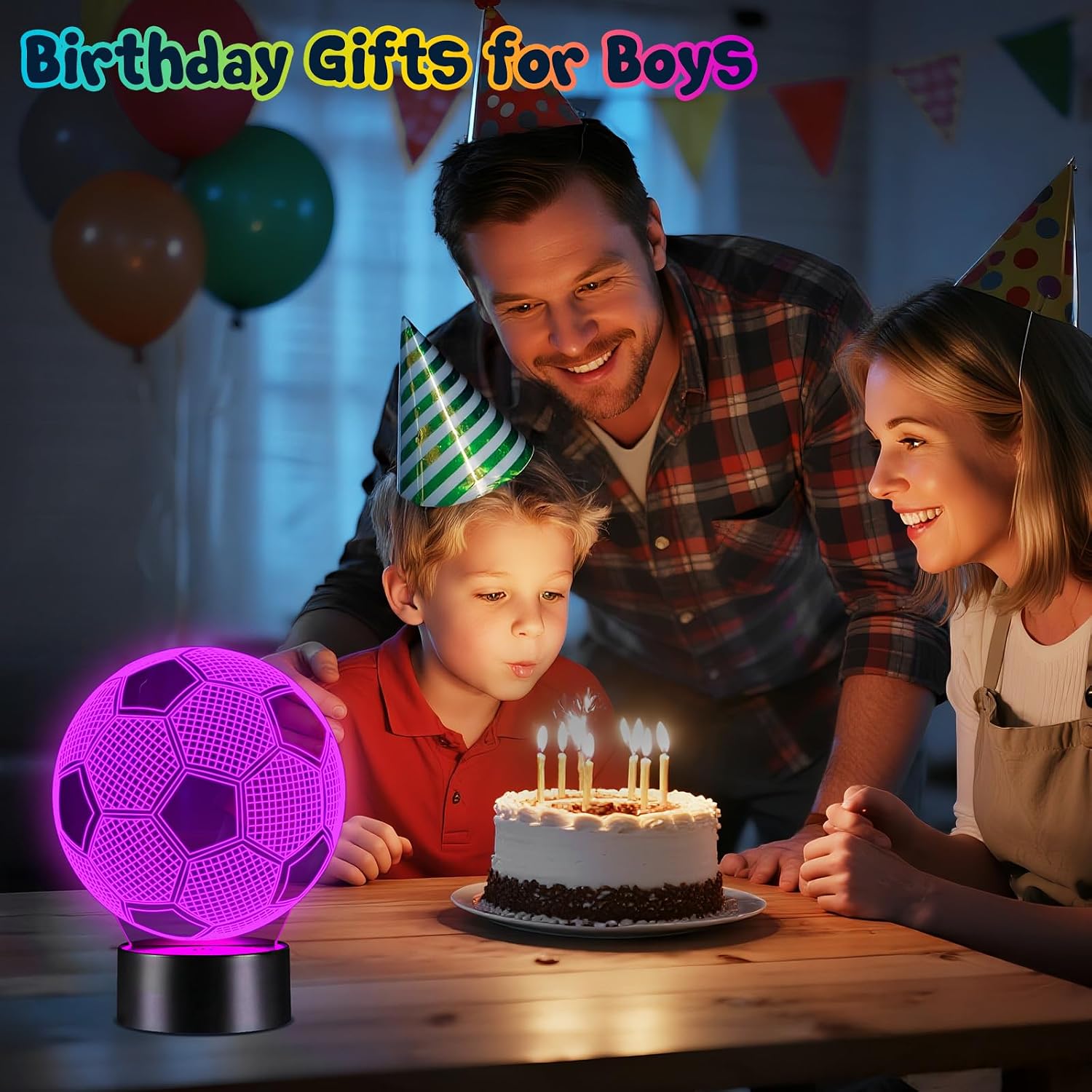 Detalle 2 de Linkax 3D Illusion Football Night Light 16 colours