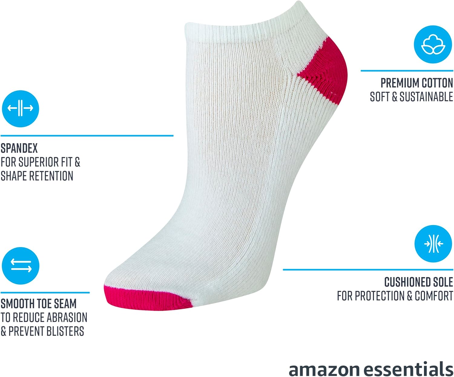 Thumbnail 1 de Amazon Essentials Damen No-Show Funktionssocken mit Polsterung & Atmungsaktivität (6 Paar)