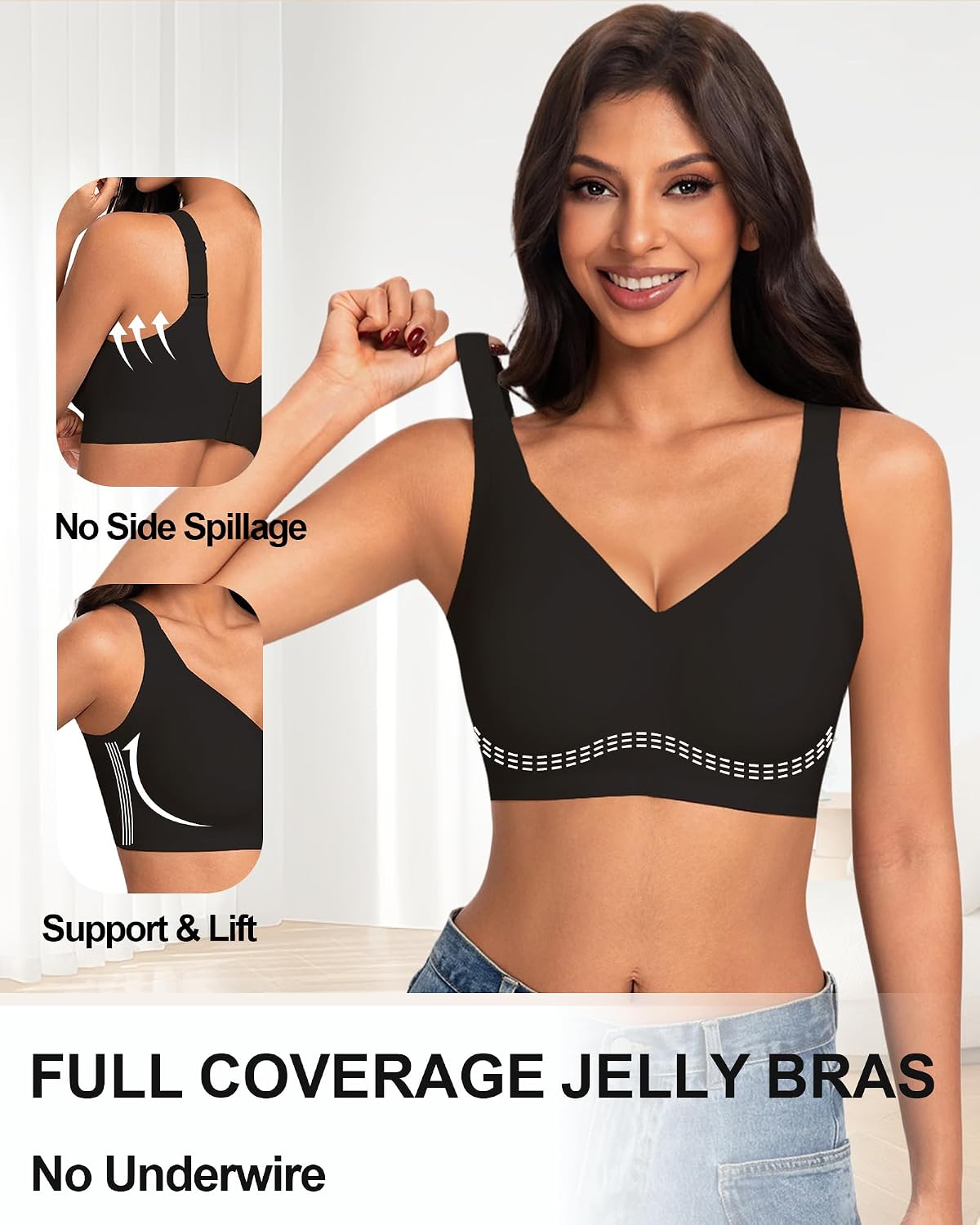 Detalle 2 de HOWIN Jelly Bras for Women: Non-Wired Seamless Gel Push Up in Plus Size
