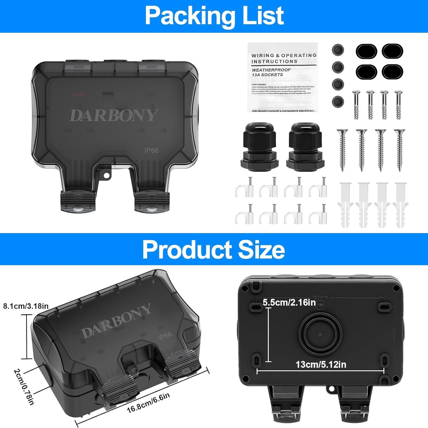Thumbnail 4 de Outdoor Socket Waterproof IP66 Double 13Amp