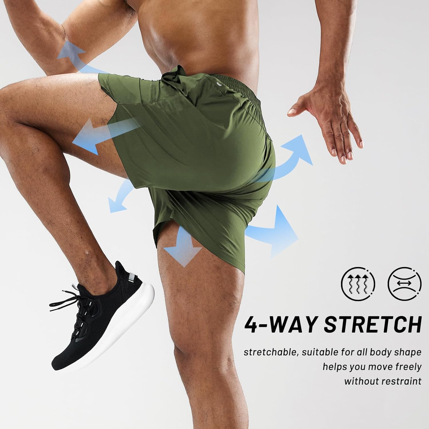 Detalle de MIER Men's 5-Inch Inseam Running Shorts with Quick-Dry Fabric and Pockets