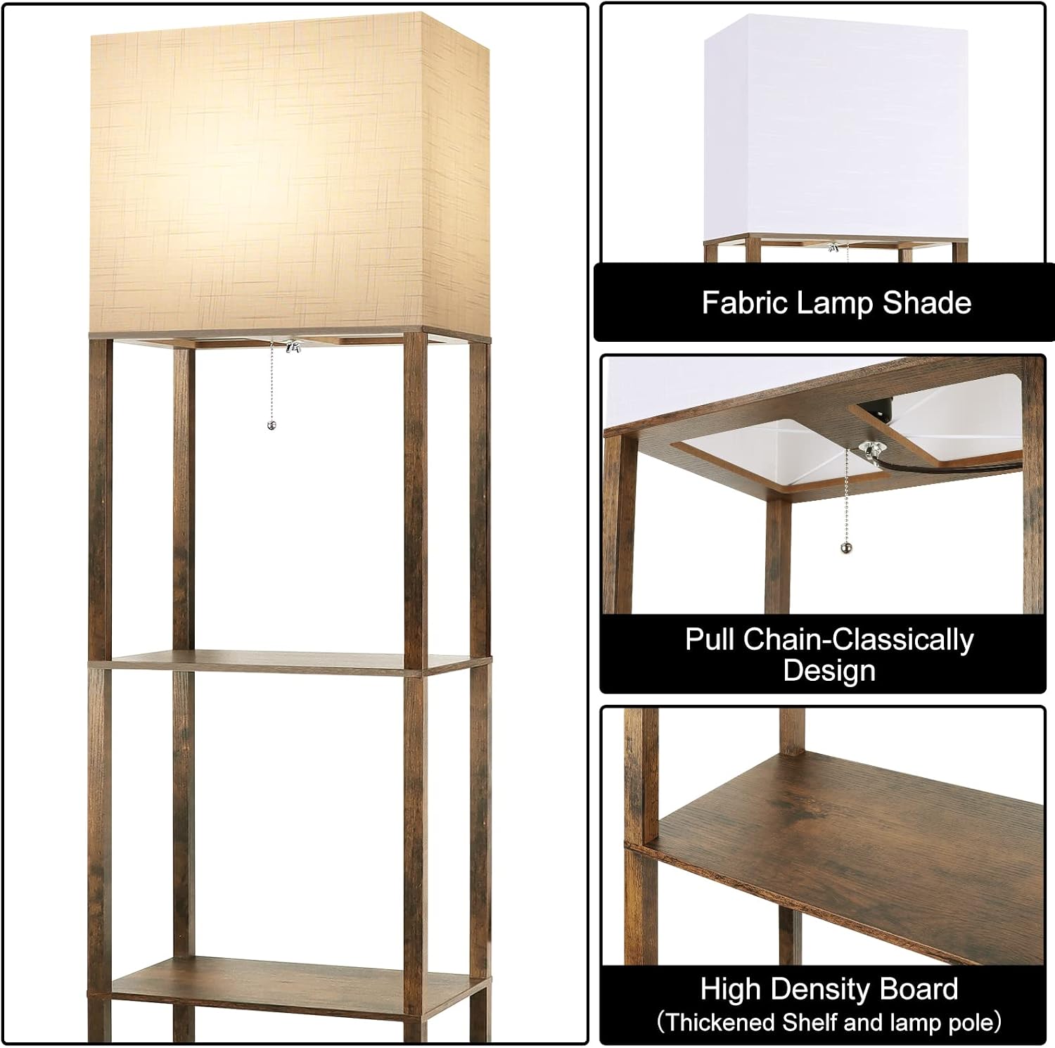 Detalle de RUNTOP Plus Floor Lamp with Shelves, 15W 3-Color LED and Memory Function
