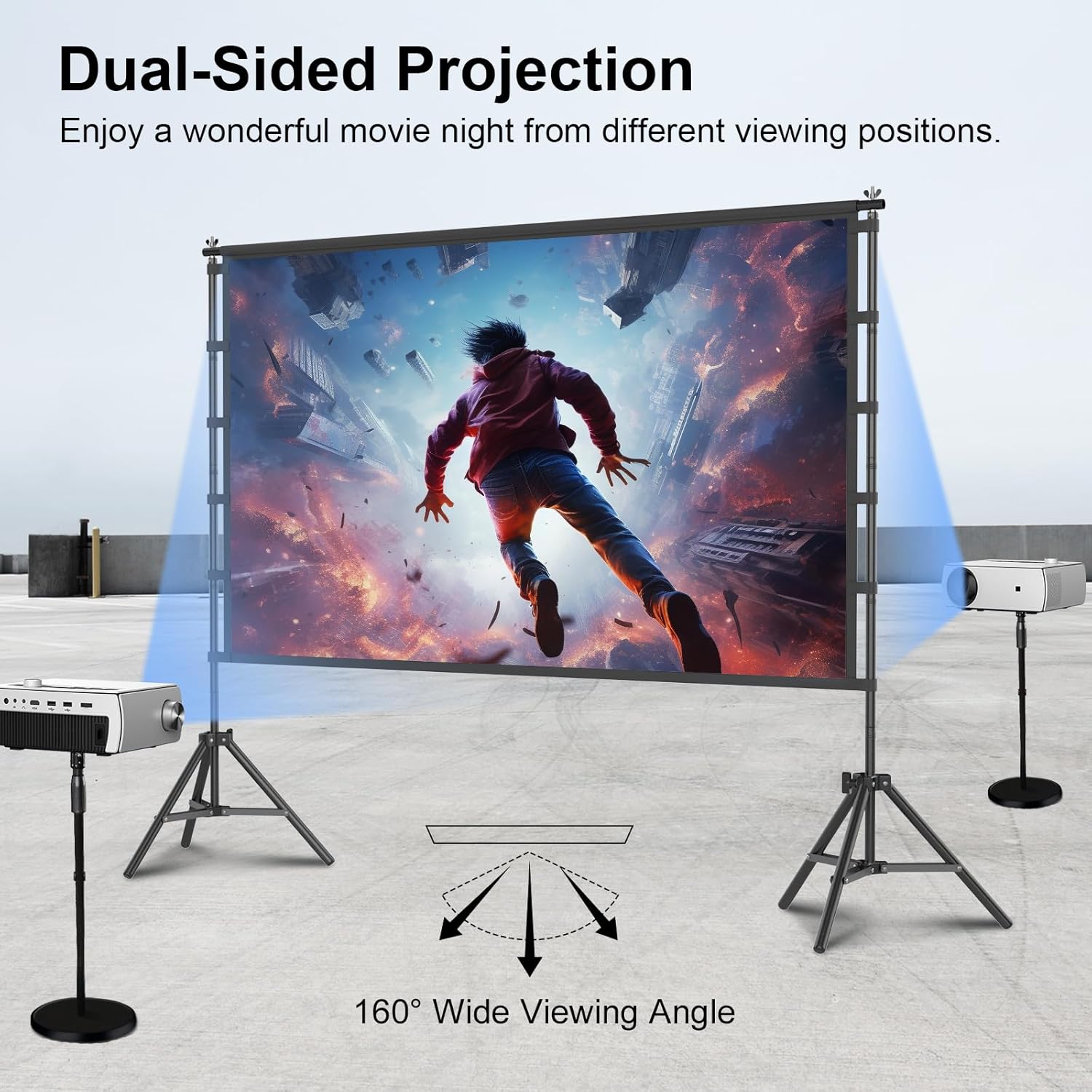 Thumbnail 4 de TOWOND 120-inch Outdoor Projector Screen with Stand (16:9 HD, Anti-Crease, Foldable)