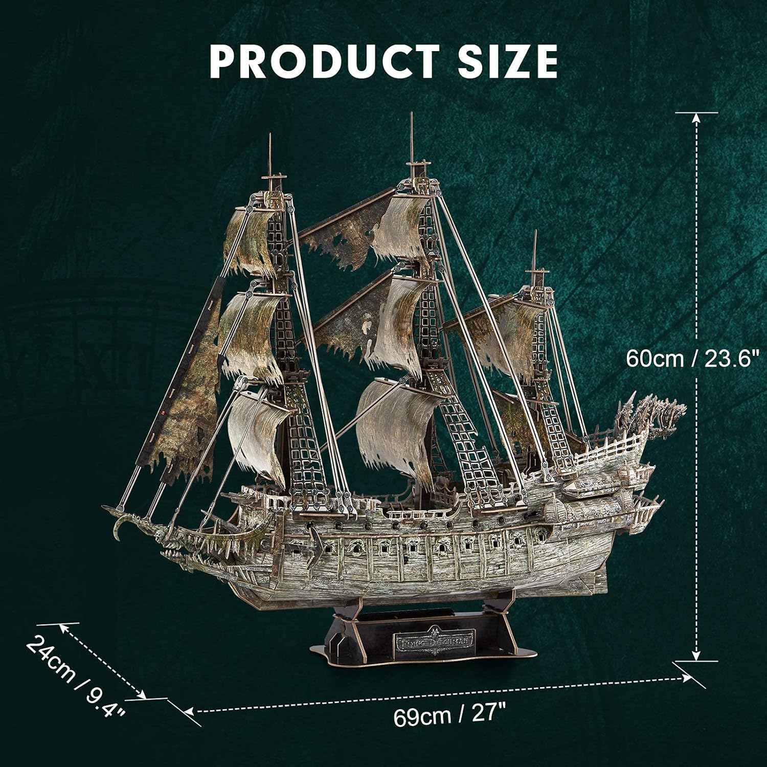 Thumbnail 6 de CubicFun LED Pirates of the Caribbean Flying Dutchman model kit (360 pieces)