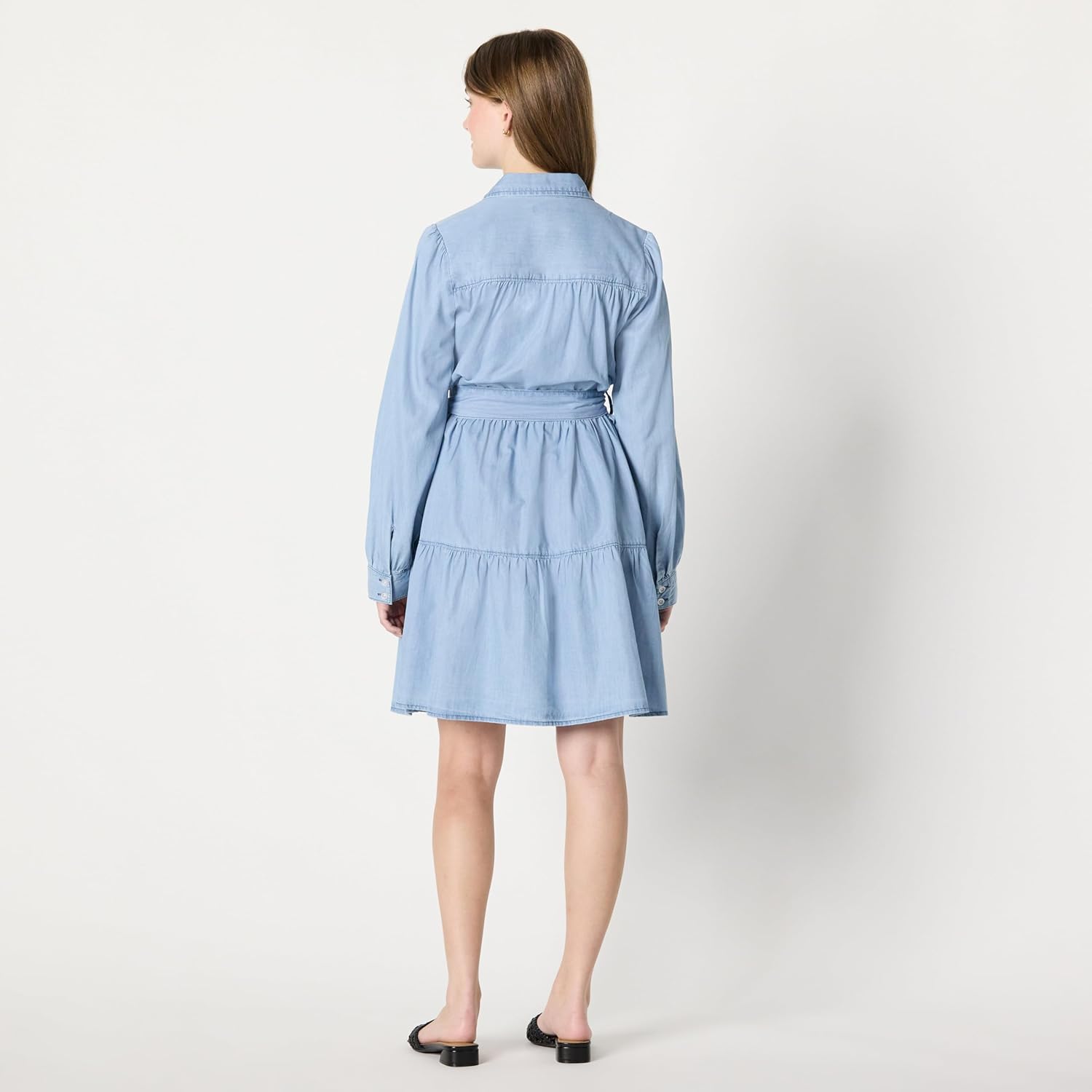 Thumbnail 1 de Amazon Essentials Damen Fit-and-Flare Jeanshemdkleid aus Chambray – gestreift, langarm