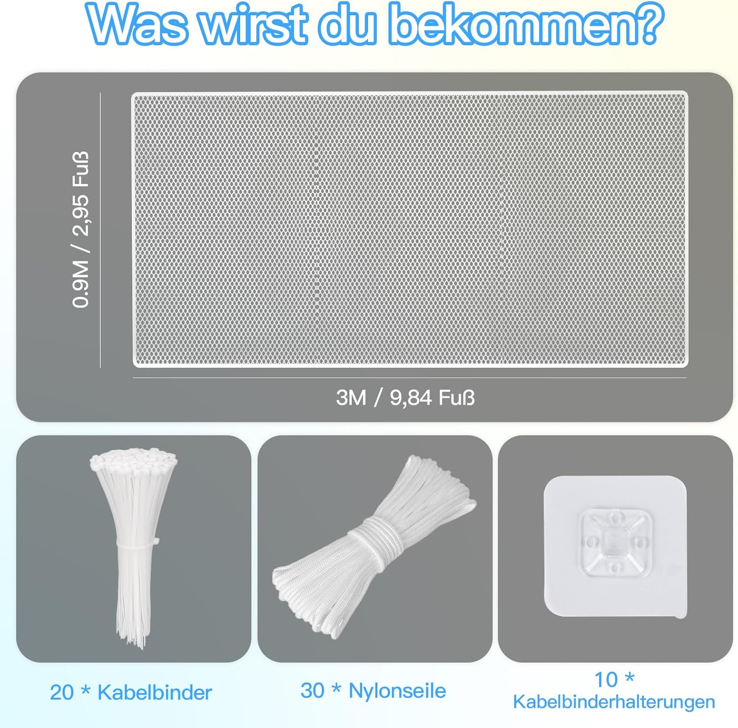 Thumbnail 3 de YIBONIKA Treppen Schutznetz Kinder (3 x 0,9 m), Sicherheitsnetz für Balkon, Geländer & Haustiere – weiß